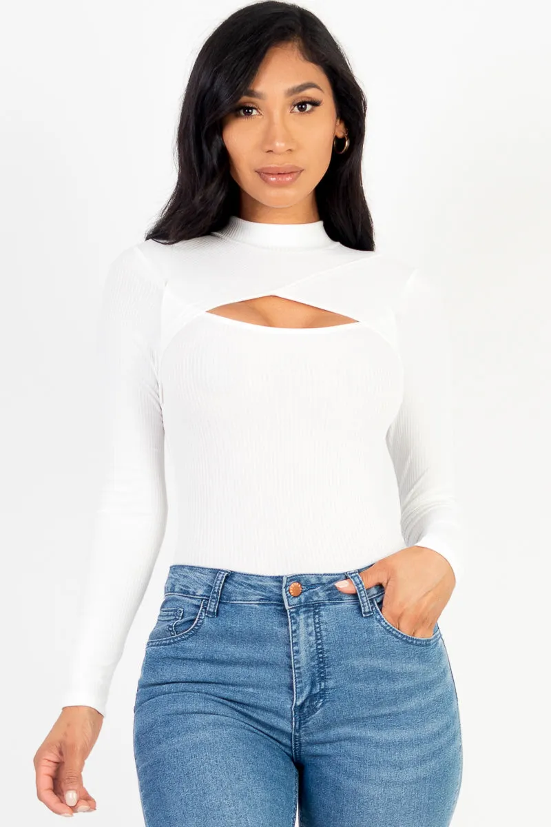 Front Cutout Long Sleeve Bodysuit (CAPELLA)