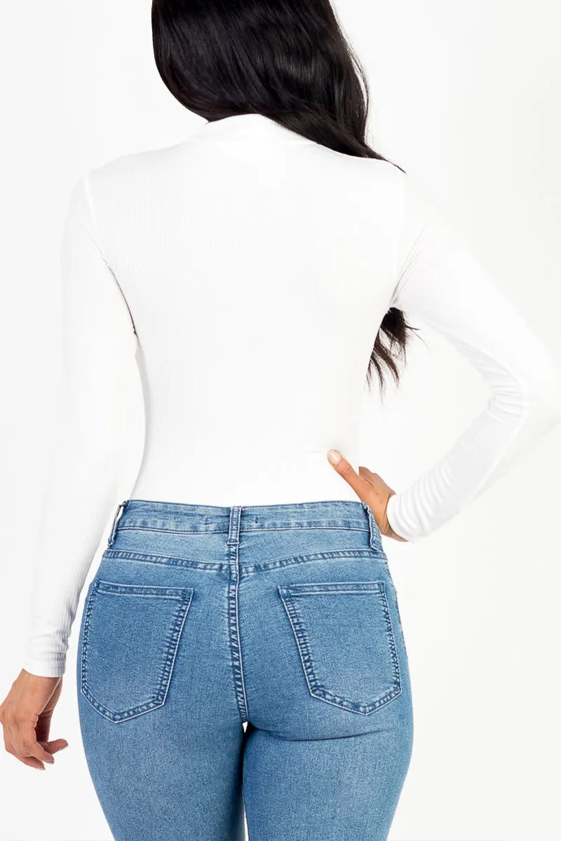 Front Cutout Long Sleeve Bodysuit