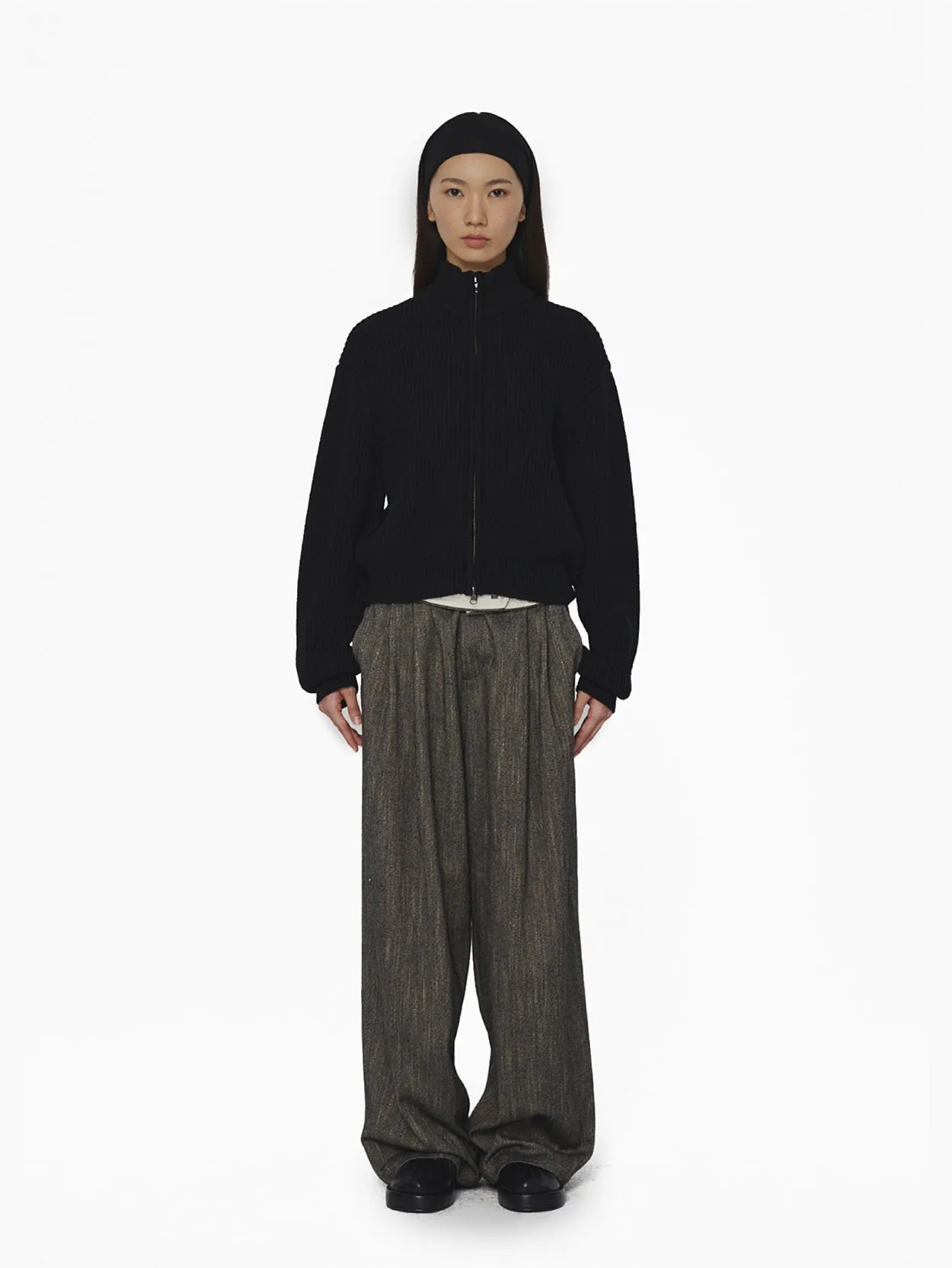 Full Needle Crop Blouson Black