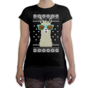 Function -  Ugly Christmas Faux Felt Llama Women's Fashion T-Shirt