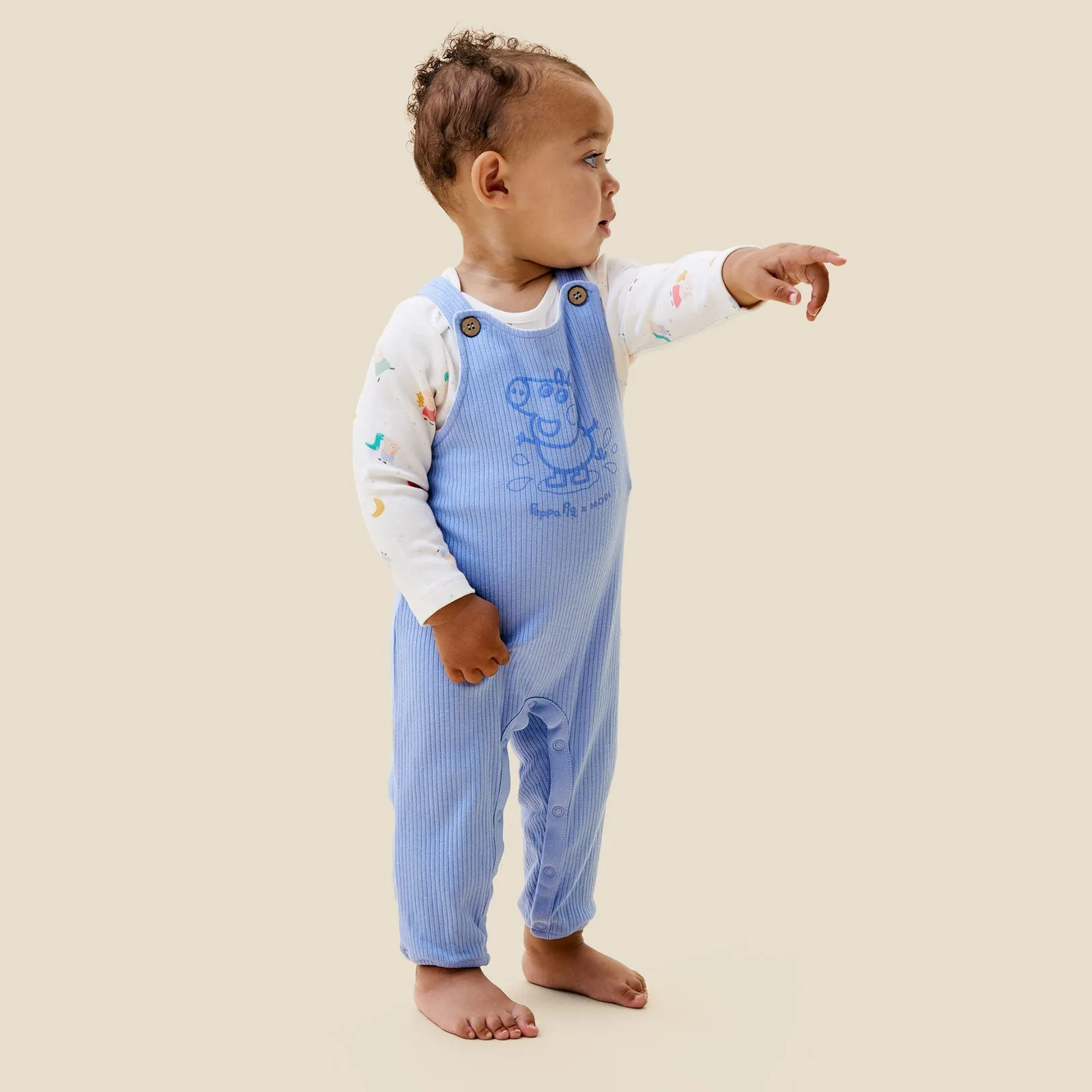 George Pig Ribbed Dungarees & bodysuit Outfit