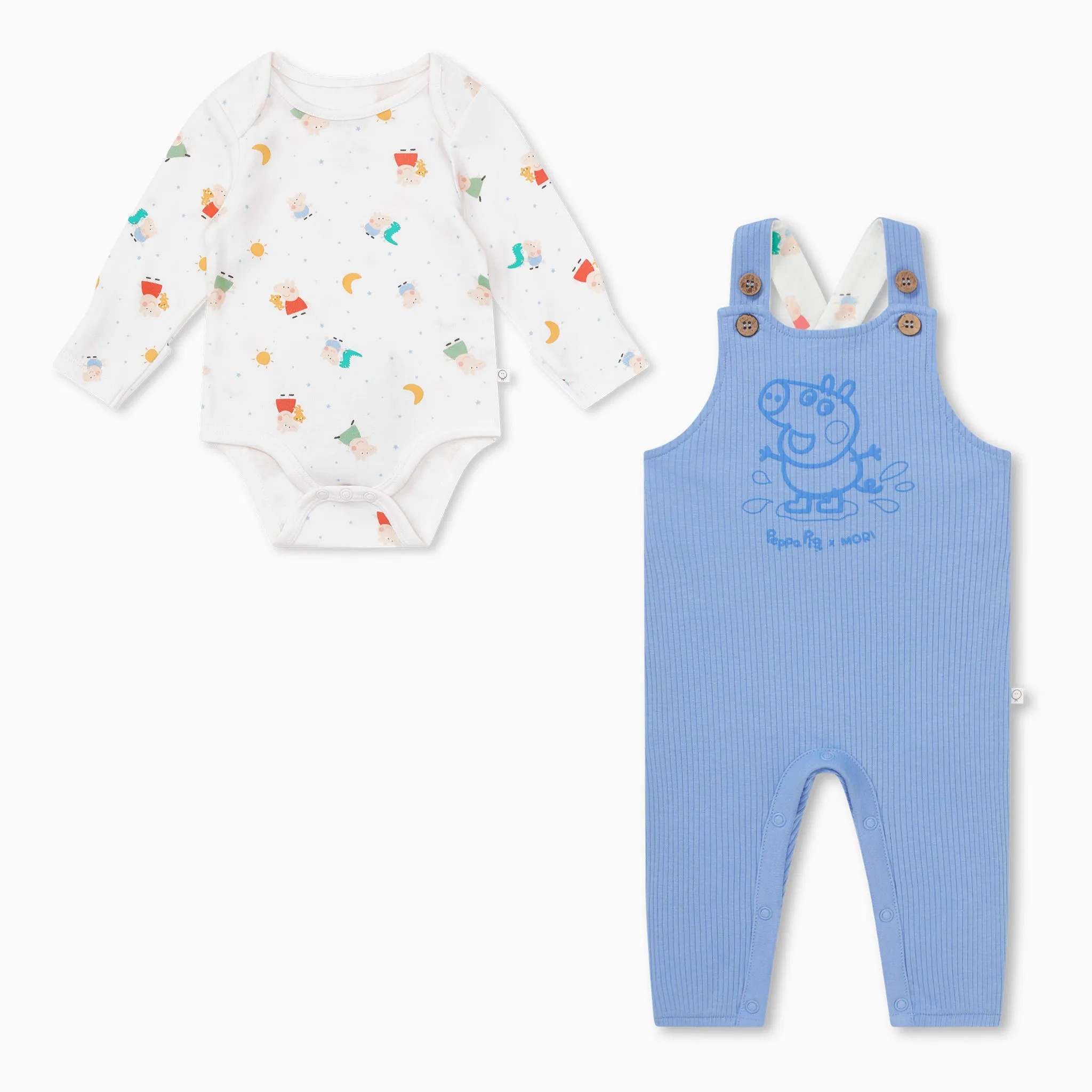 George Pig Ribbed Dungarees & bodysuit Outfit