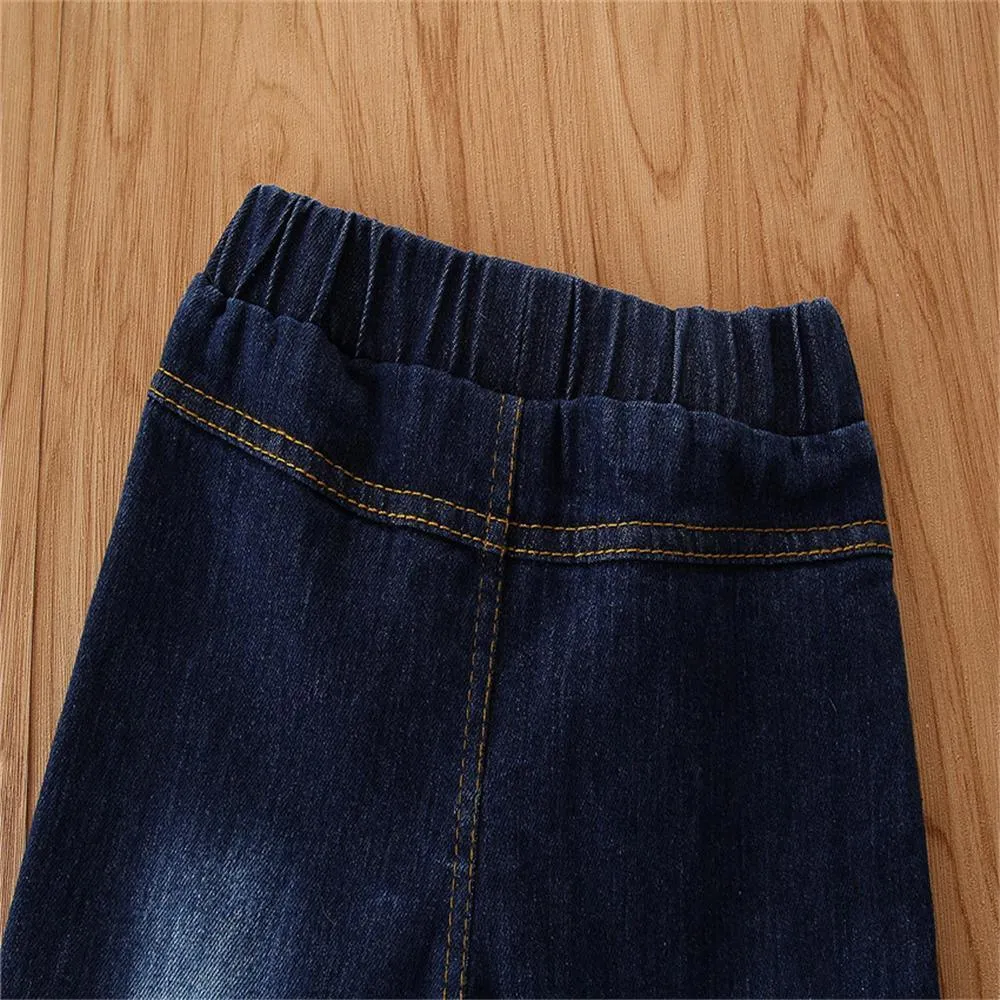 Girls All Season Leopard Elastic Flared Jeans Wholesale Girl Boutique Clothing