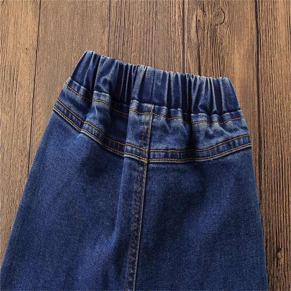 Girls Vintage Flared Denim Casual Trousers Wholesale