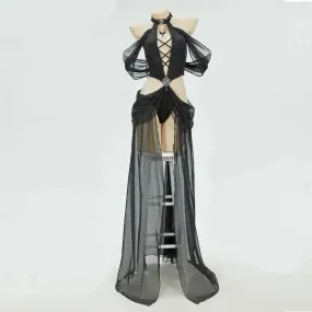 Gothic Elf Style Cosplay Costume Black Bodysuit