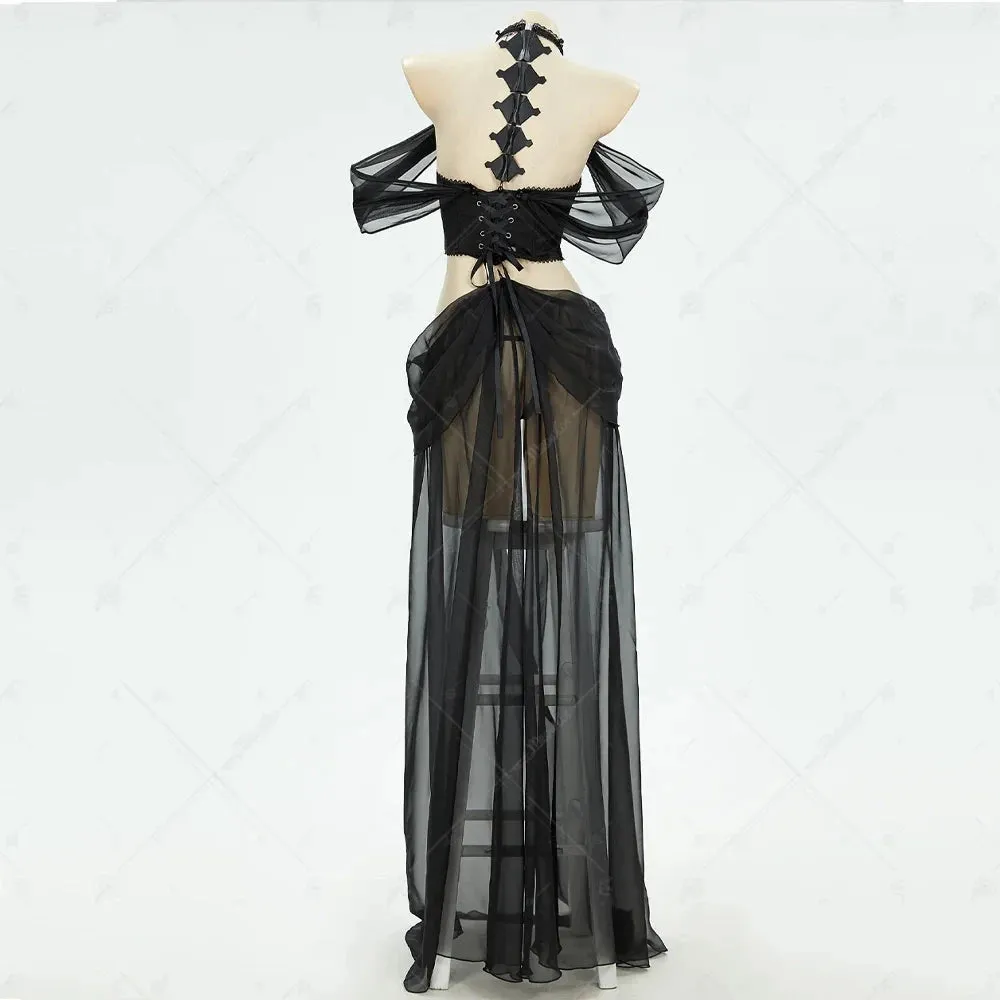 Gothic Elf Style Cosplay Costume Black Bodysuit