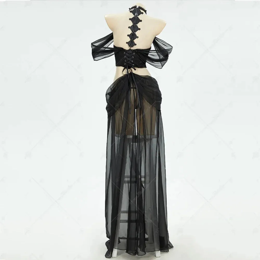 Gothic Elf Style Cosplay Costume Black Bodysuit