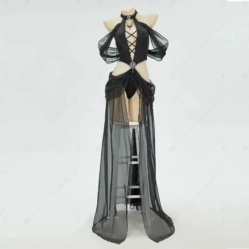 Gothic Elf Style Cosplay Costume Black Bodysuit