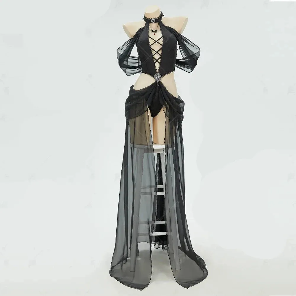 Gothic Elf Style Cosplay Costume Black Bodysuit