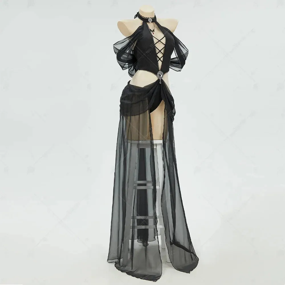 Gothic Elf Style Cosplay Costume Black Bodysuit