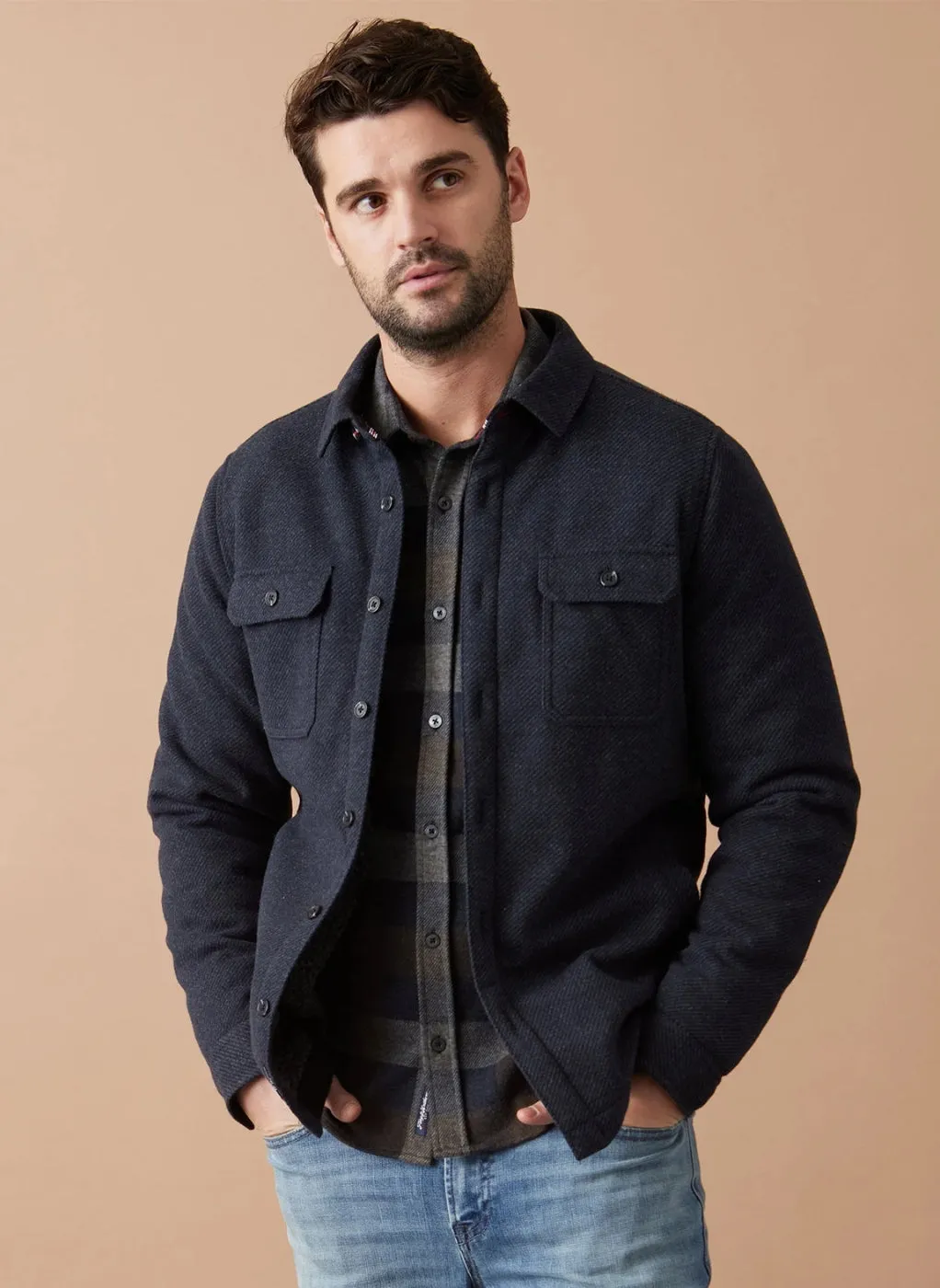 Hadley Sherpa Lined Shirt Jacket - Navy