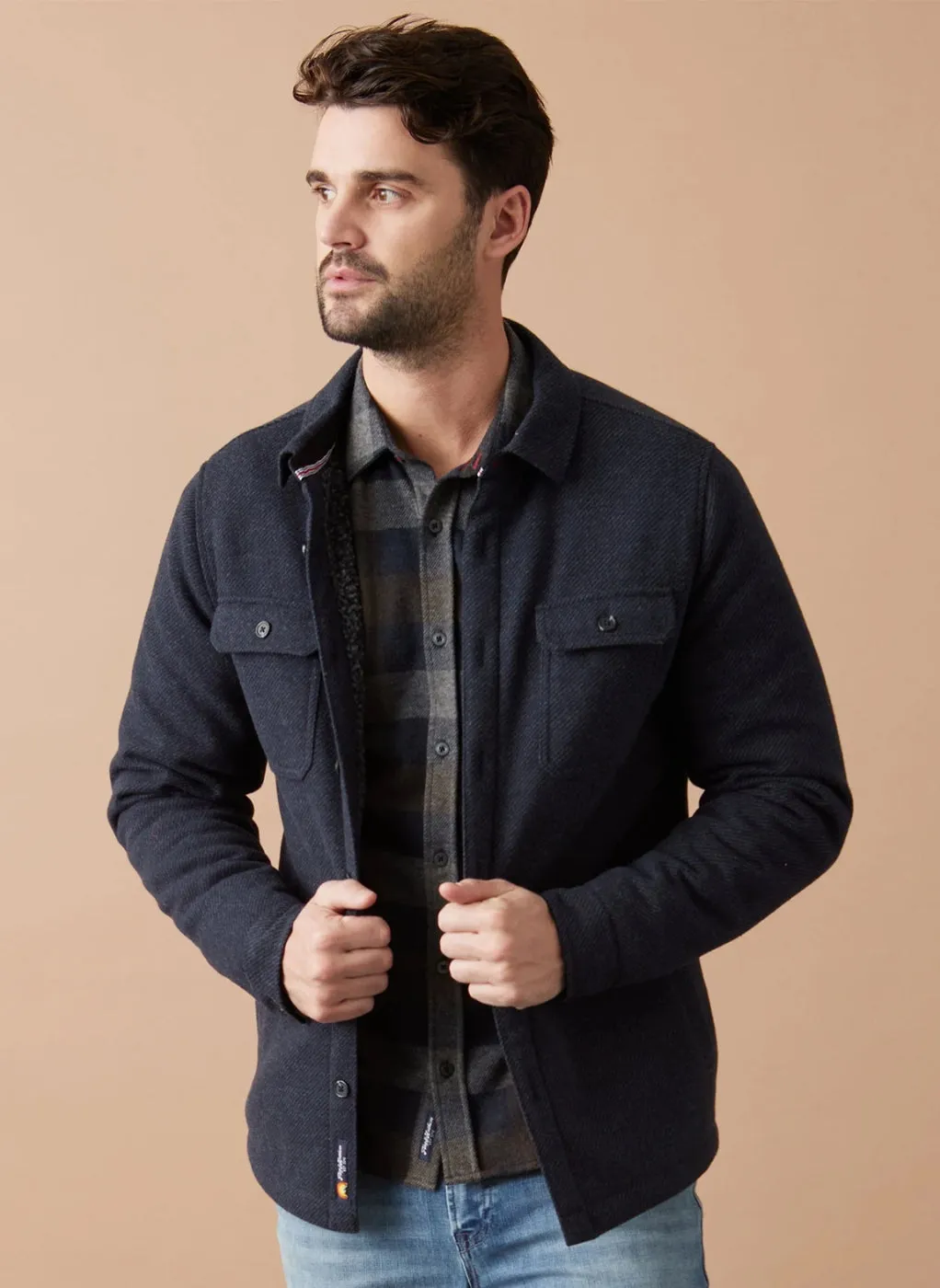 Hadley Sherpa Lined Shirt Jacket - Navy
