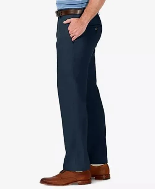 Haggar Mens Straight fit Dress Pants 36 / 30 Blue Solid