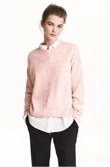 H&M DIVIDED Women's heathered pink crewneck knit sweater, S