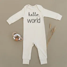 Hello World Black Organic Baby Playsuit