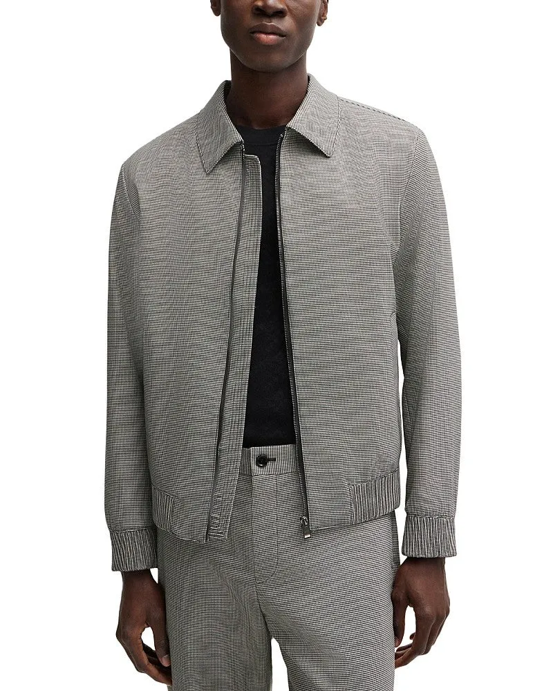 Hugo Boss Mens Slim fit Casual Coat Hanry Wing Jacket 46 R Grey Geometric