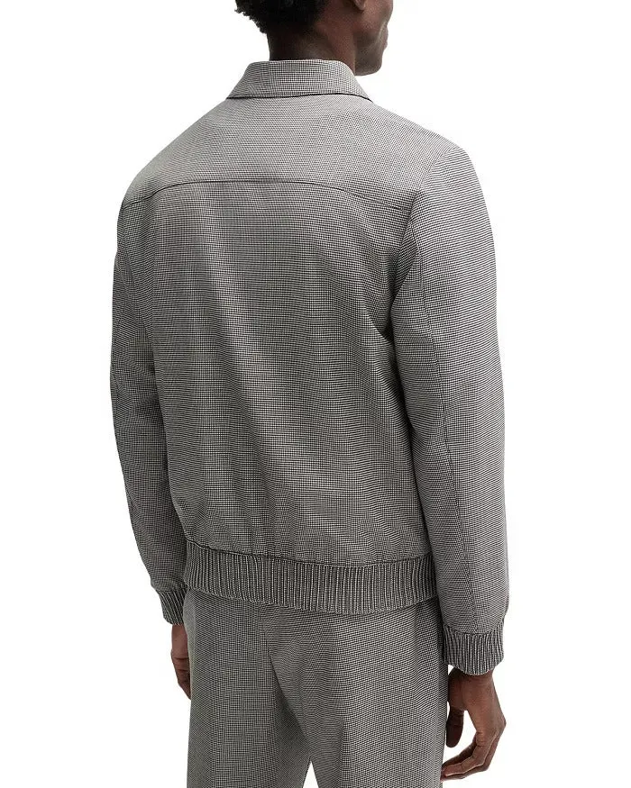 Hugo Boss Mens Slim fit Casual Coat Hanry Wing Jacket 46 R Grey Geometric