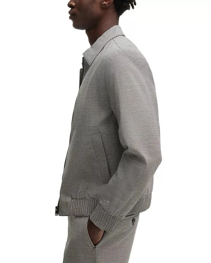 Hugo Boss Mens Slim fit Casual Coat Hanry Wing Jacket 46 R Grey Geometric
