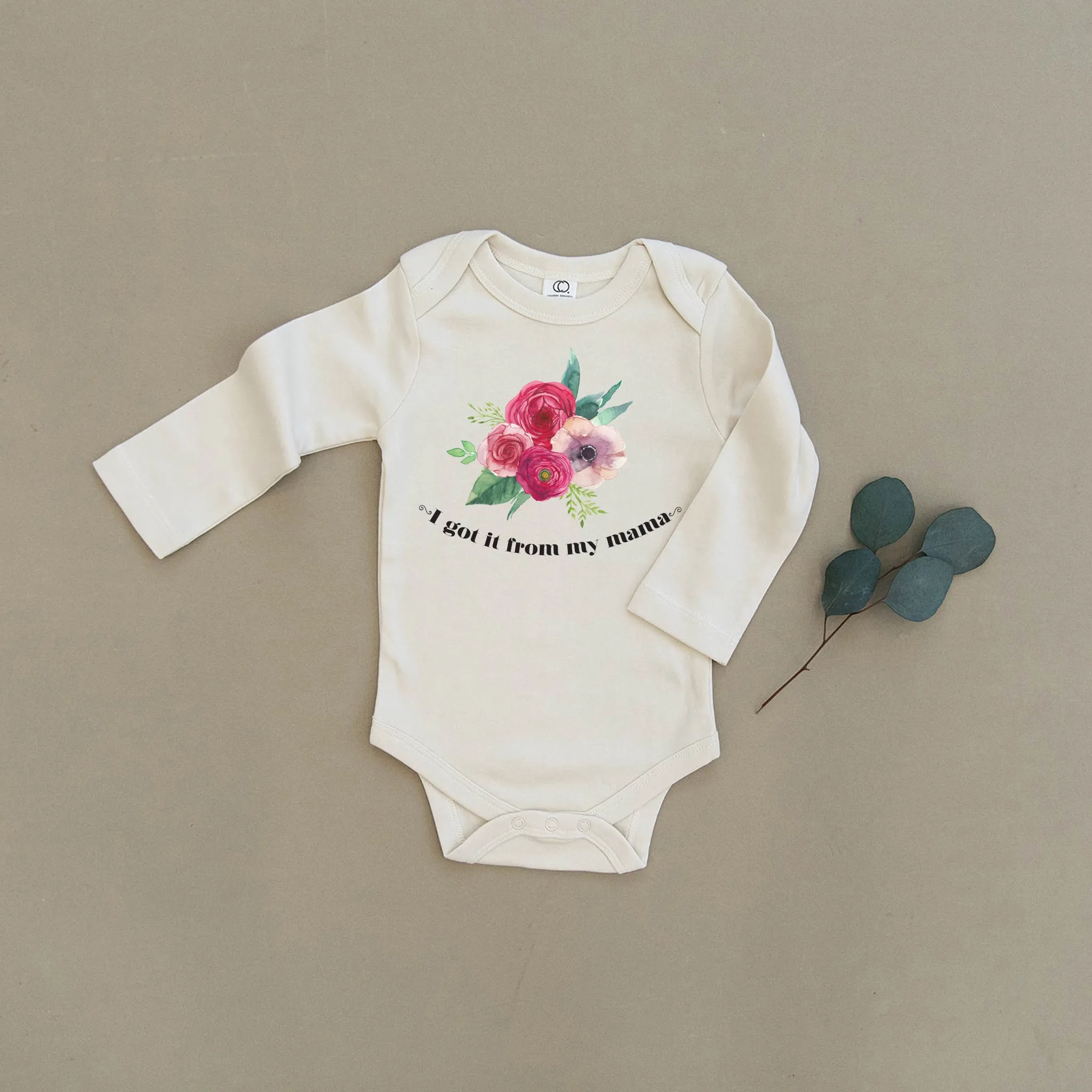 I Got It From My Mama Floral Organic Baby Onesie®