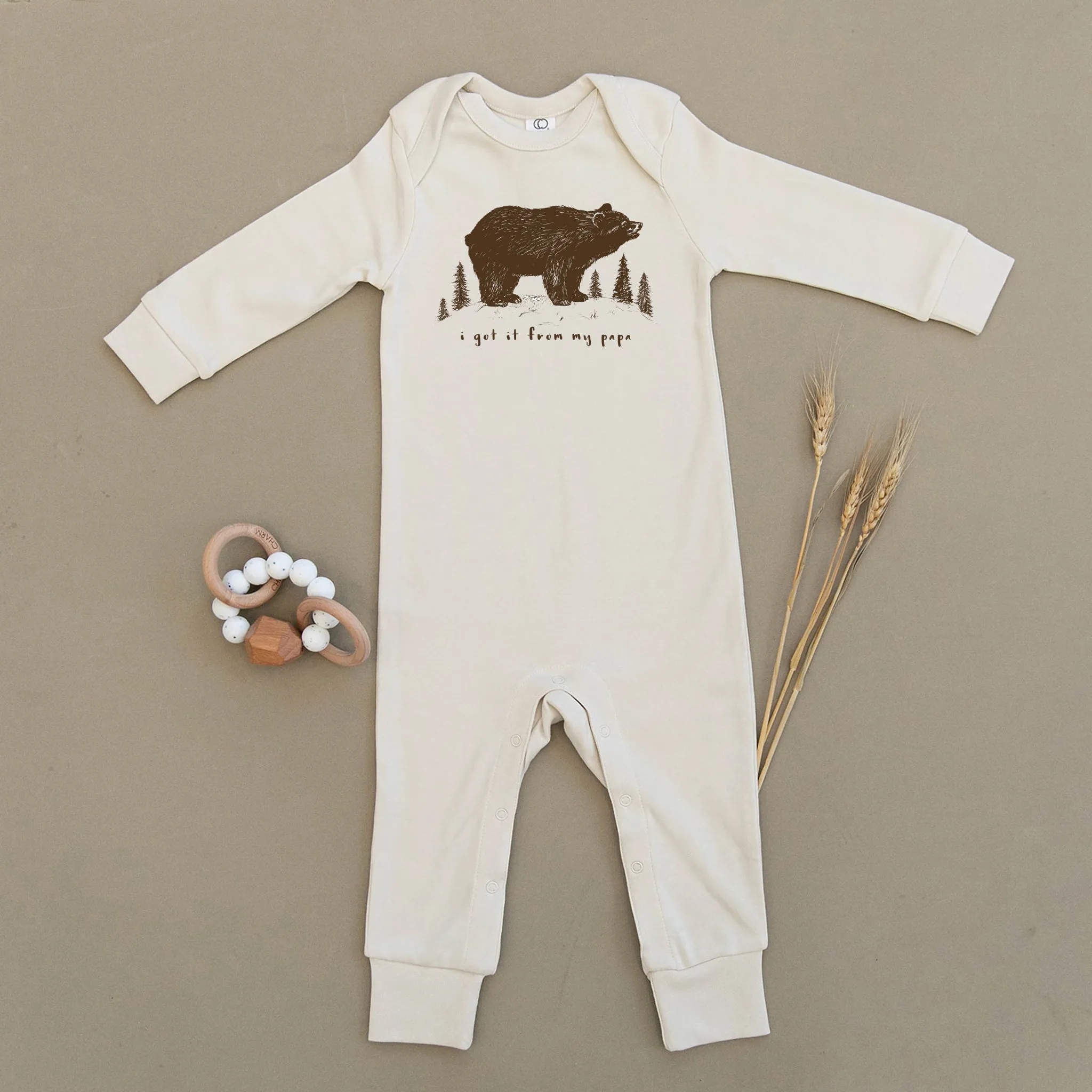 I Got It From My Papa, Bear Organic Baby Playsuit