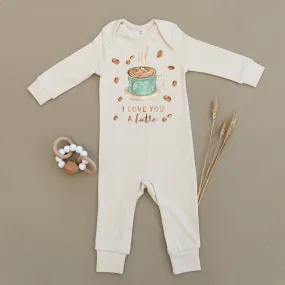 I Love You A Latte Coffee Organic Baby Playsuit