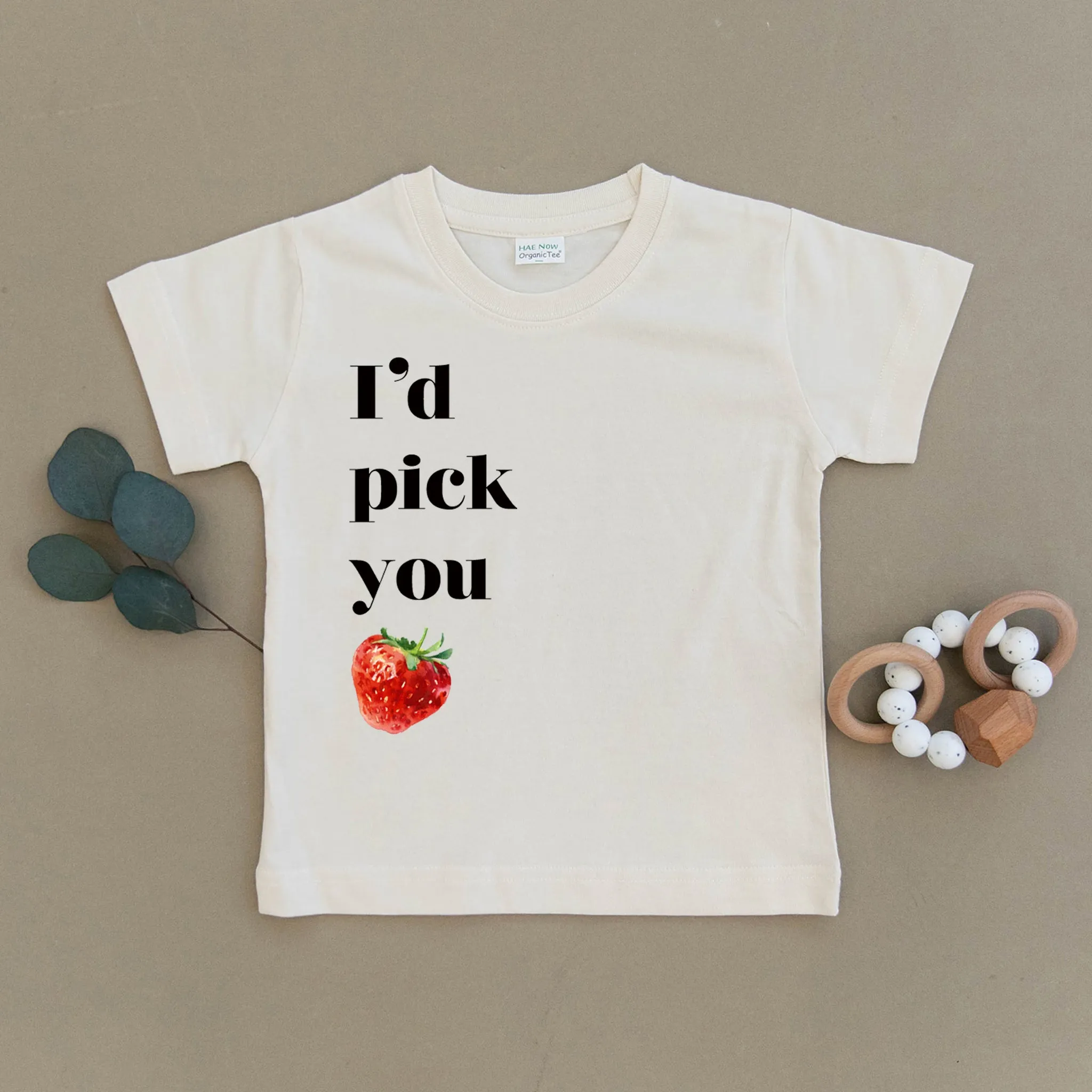 I'd Pick You Strawberry Organic Toddler Tee