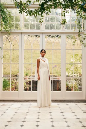 Indi Bridal Cape in Ivory Silk Georgette