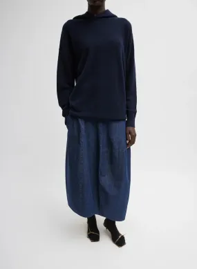 Indigo Asymmetrical Balloon Denim Skirt