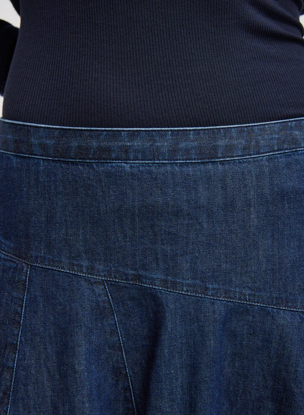 Indigo Asymmetrical Balloon Denim Skirt