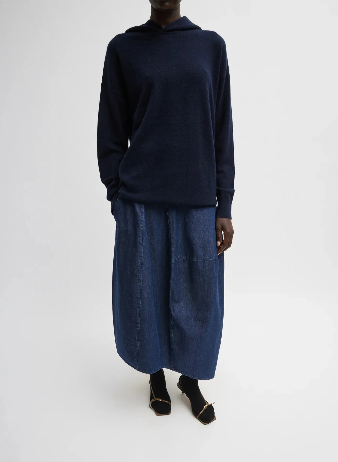 Indigo Asymmetrical Balloon Denim Skirt