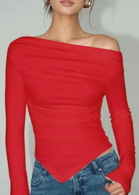 Ivyshape | Asymmetrical Long Sleeve Top