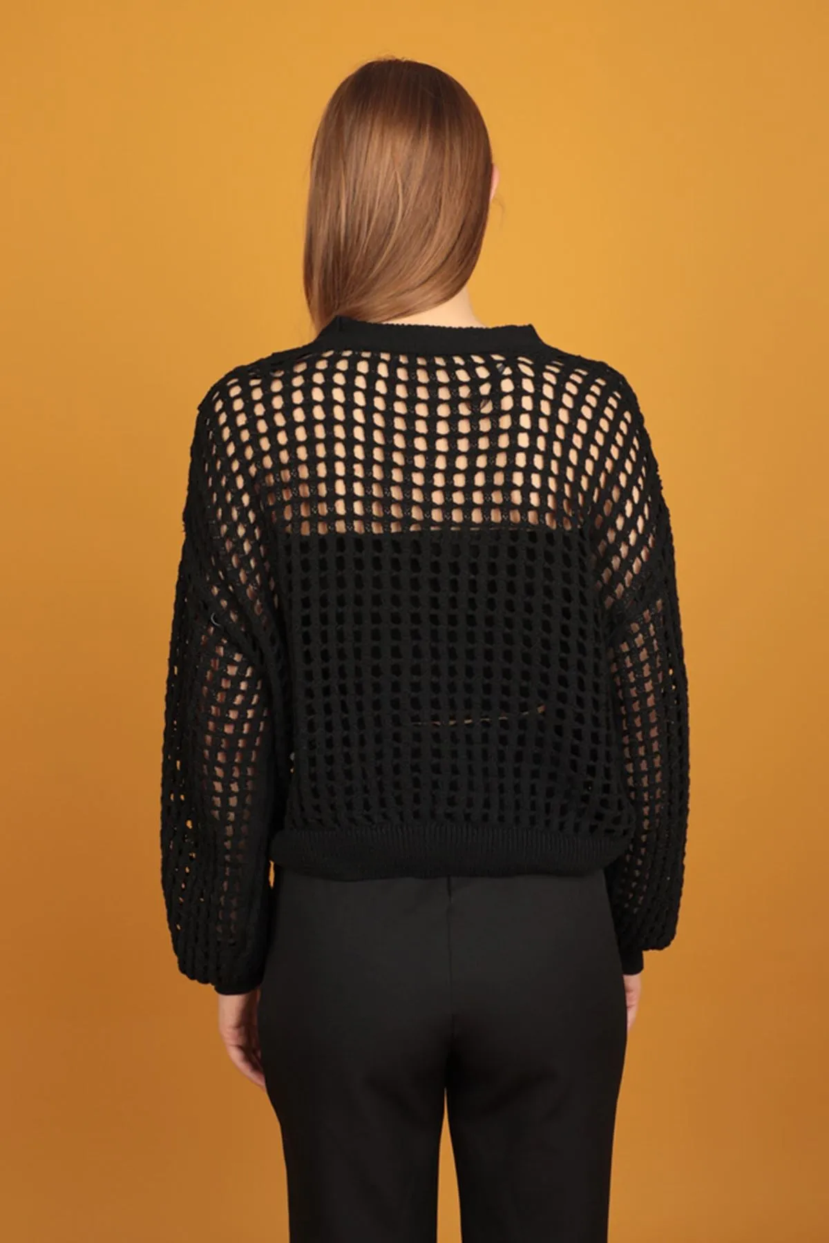 KKT Button Detail Women's Knitwear Cardigan-Black - Springfield