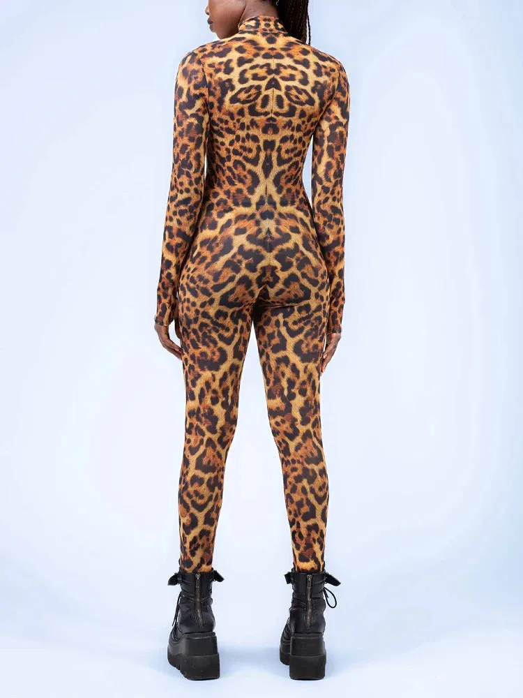 Leopard Print Festival Bodysuit Rave Outfit