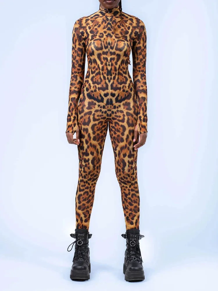 Leopard Print Festival Bodysuit Rave Outfit