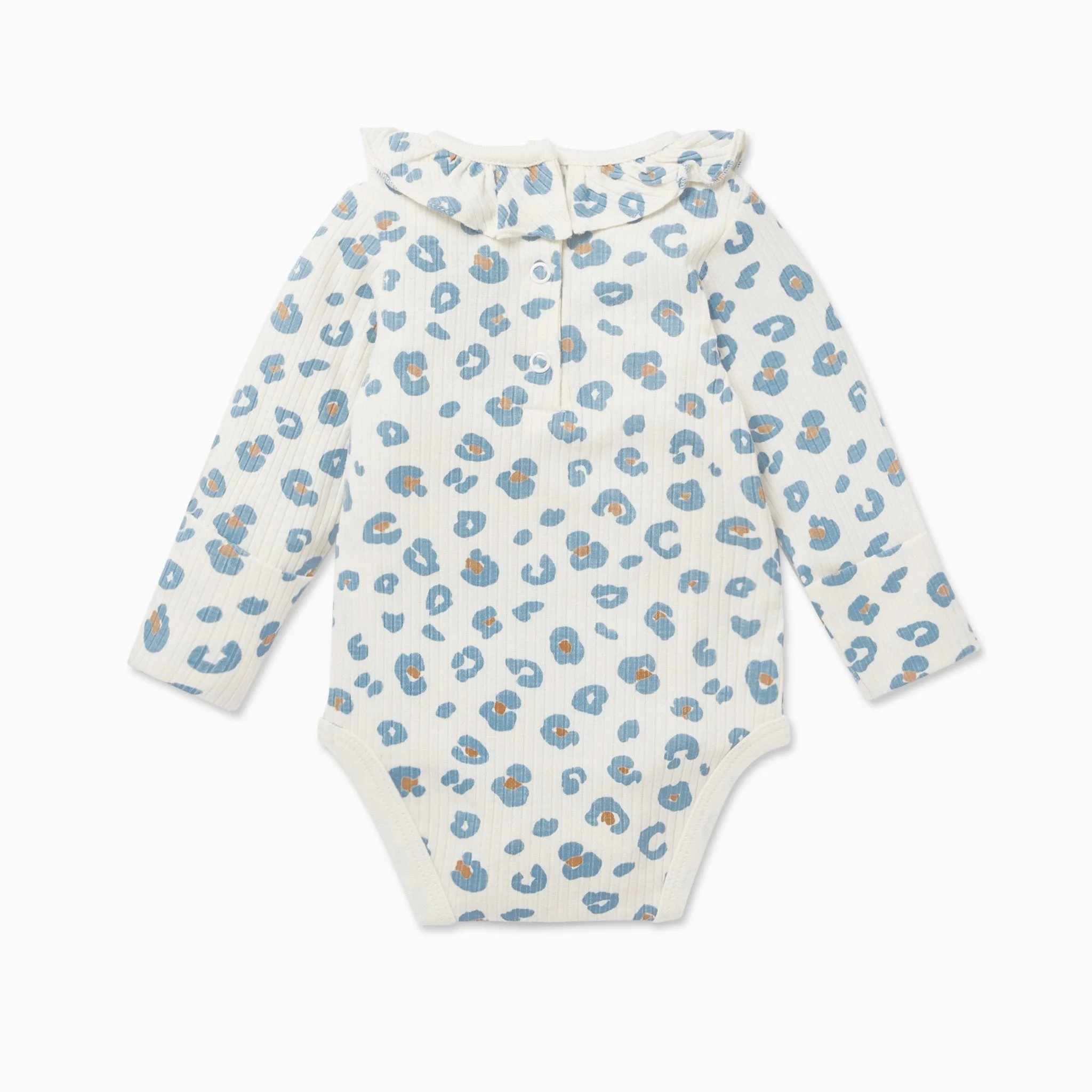 Leopard Ribbed Frill Collar Bodysuit