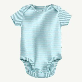 Light Teal Mini Stripe Short Sleeve Bodysuit