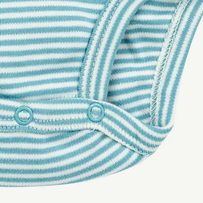 Light Teal Mini Stripe Short Sleeve Bodysuit