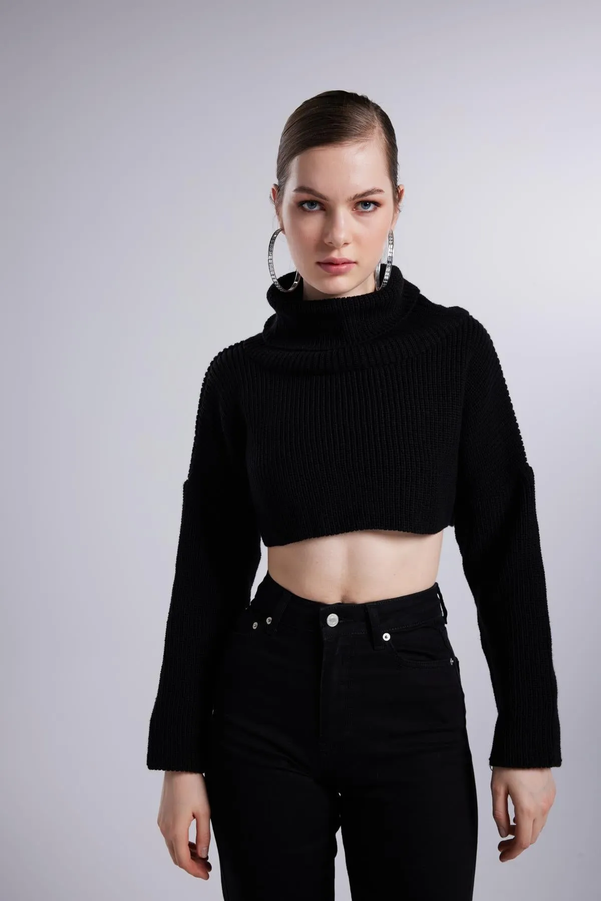 Lirola Turtleneck Crop Sweater Black