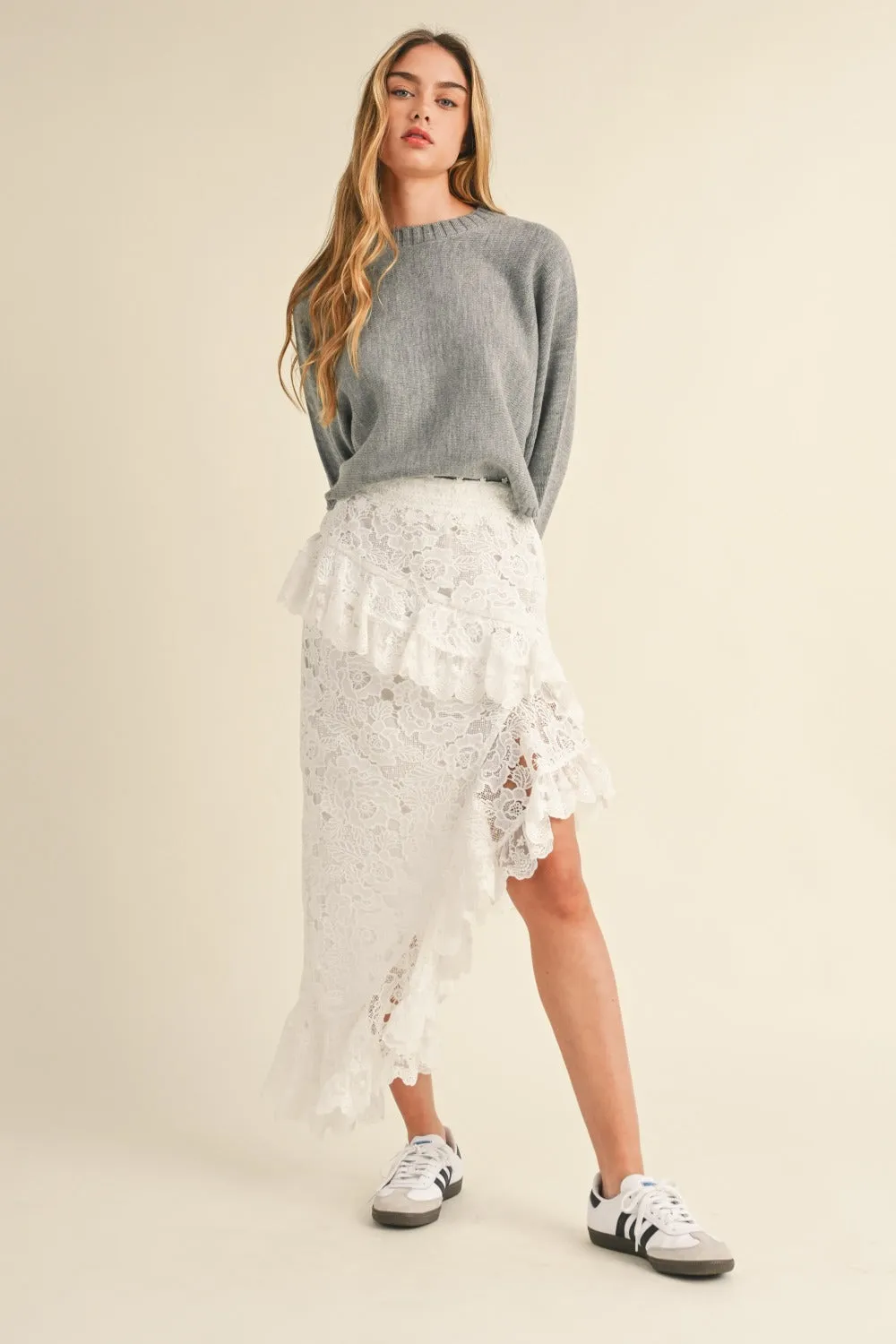 Long Dolman Sleeve Loose Crop Sweater in Grey