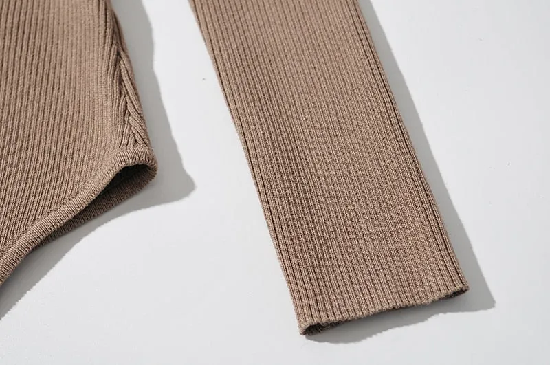 Long Sleeve Ribbed Knit Bodysuit - Multiple Colors