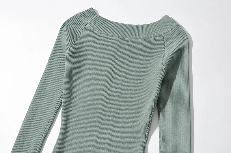 Long Sleeve Ribbed Knit Bodysuit - Multiple Colors