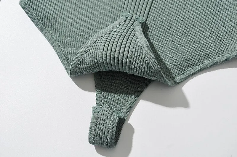Long Sleeve Ribbed Knit Bodysuit - Multiple Colors