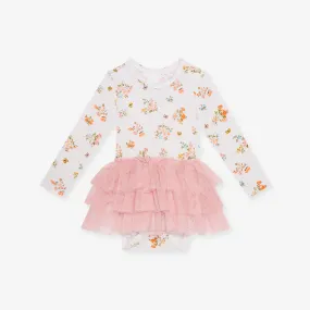 Long Sleeve Tulle Skirt Bodysuit