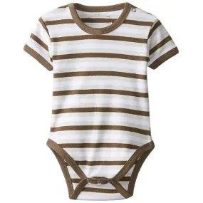 L'ovedbaby Gl'oved-Sleeve Organic Bodysuit - Bark Stripe (Short Sleeve)