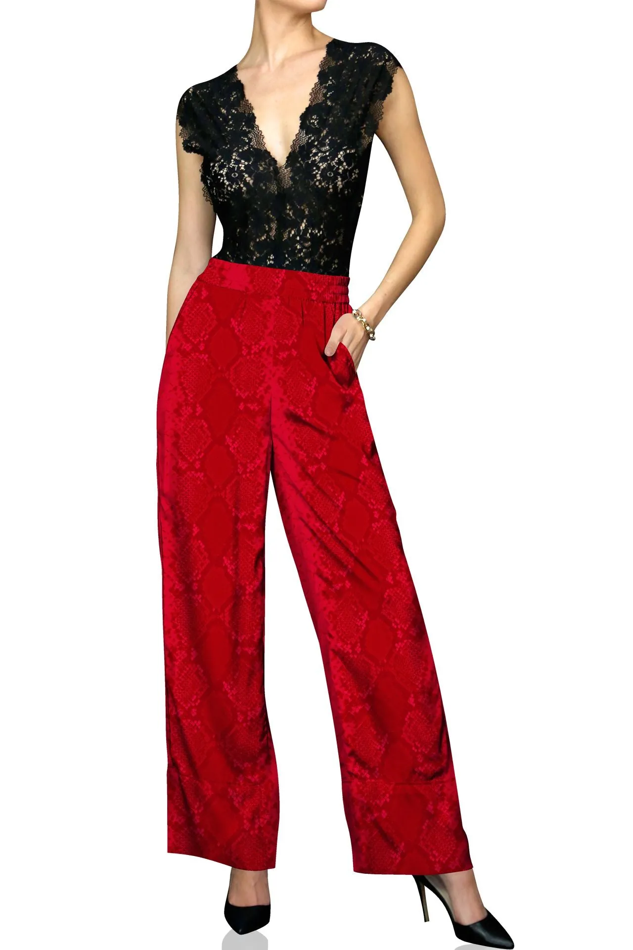 Made With Sustainable Silk Cupro  Wide Leg Pants