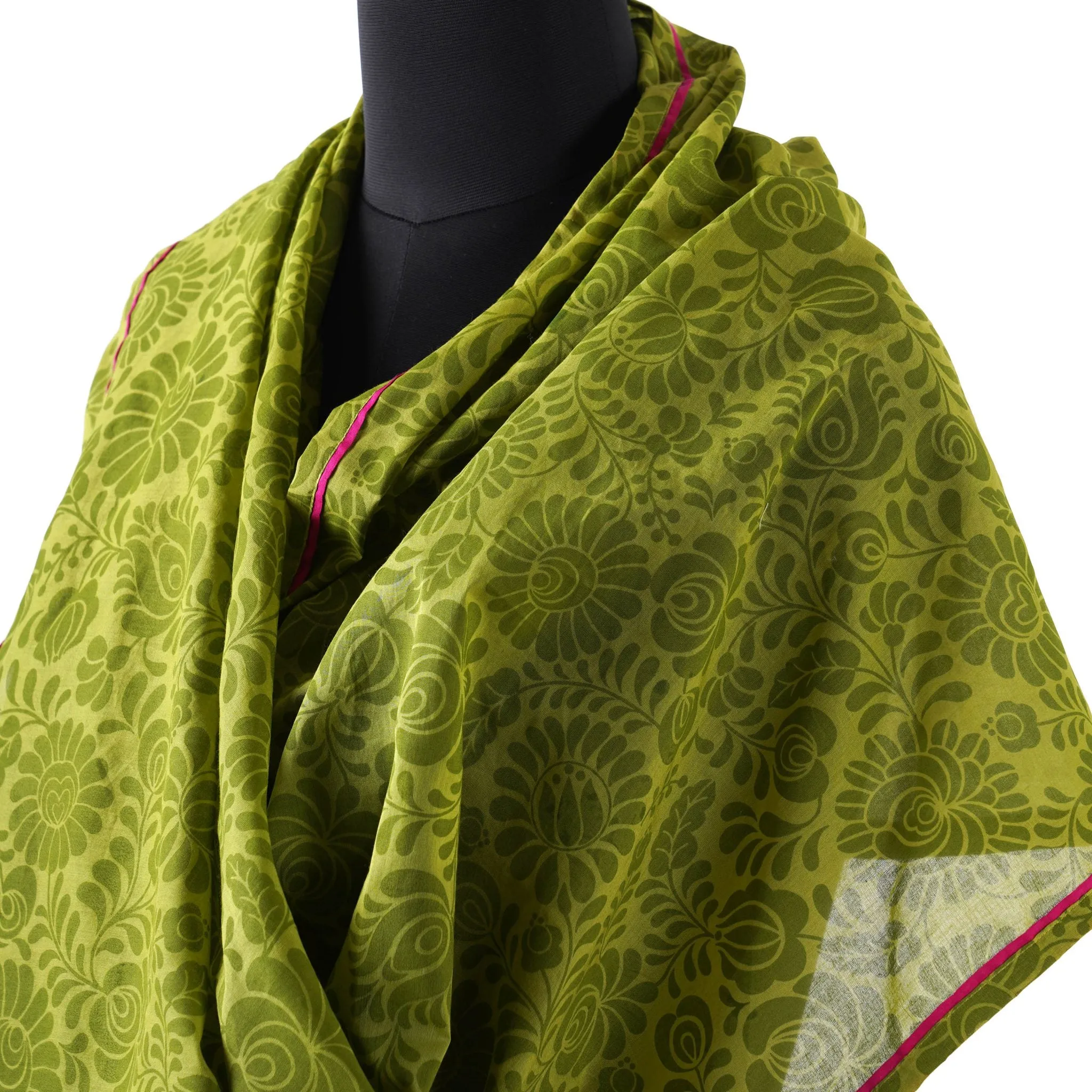 Matyo - Green printed cotton mulmul Summer Scarf
