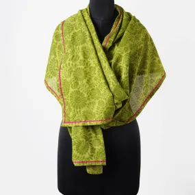 Matyo - Green printed cotton mulmul Summer Scarf