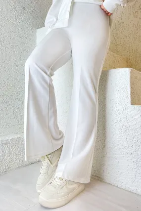 MDS Women Spanish Flare Scuba Pants - White - Sutton in Ashfield