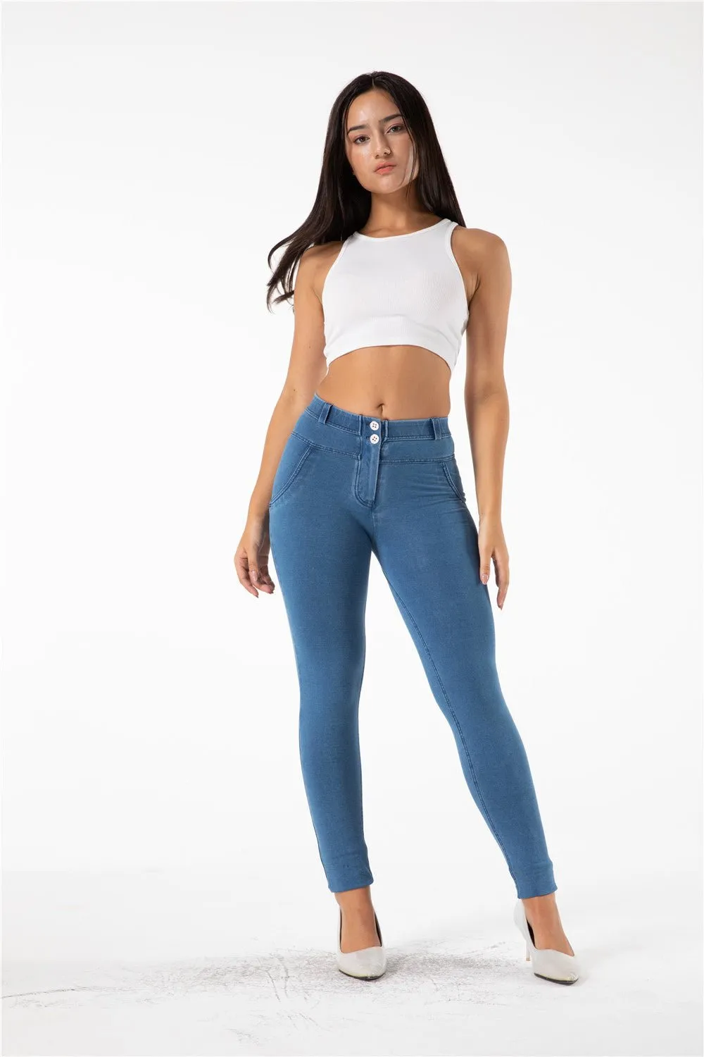 Melody shaping pants regular mid waist Light Blue Denim