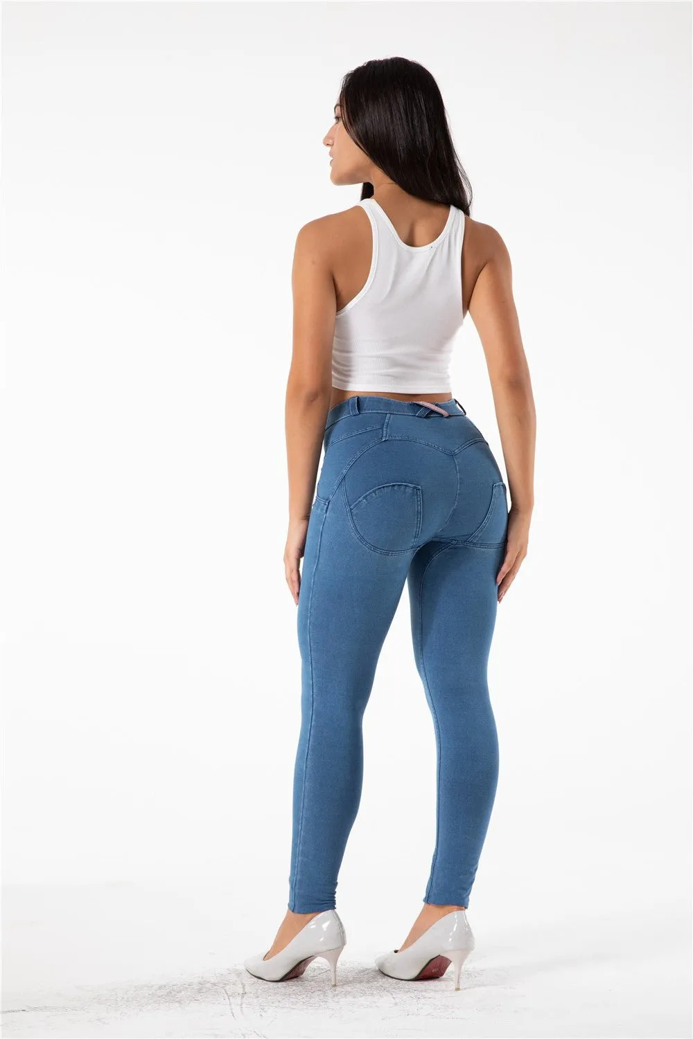 Melody shaping pants regular mid waist Light Blue Denim